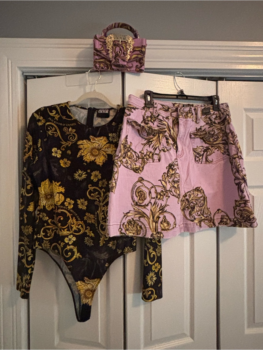 VERSACE JEANS COUTURE BAROQUE 
SET (Skirt, Bodysuit, Purse)